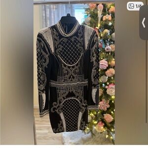 bebe Black Dress with Silver Detailing